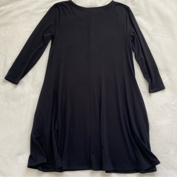 Black T-Shirt Dress with Pockets - Picture 2 of 5
